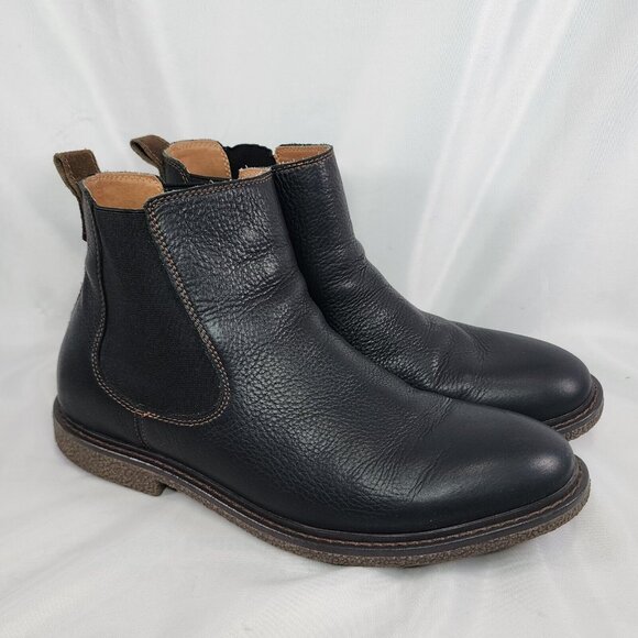 Dockers Florsheim Leather Slip On Ankle Boots Black Classic Anti Slip Size Men 9 - Picture 1 of 9